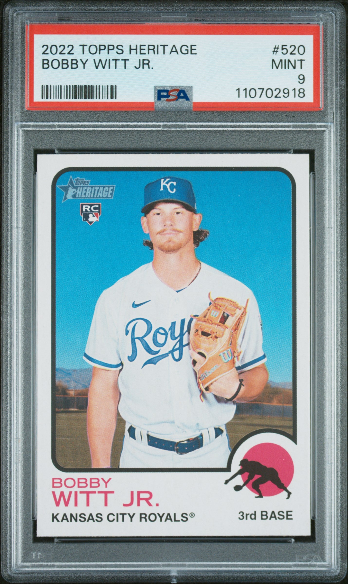 2022 Topps Heritage #520 Bobby Witt Jr. PSA 9