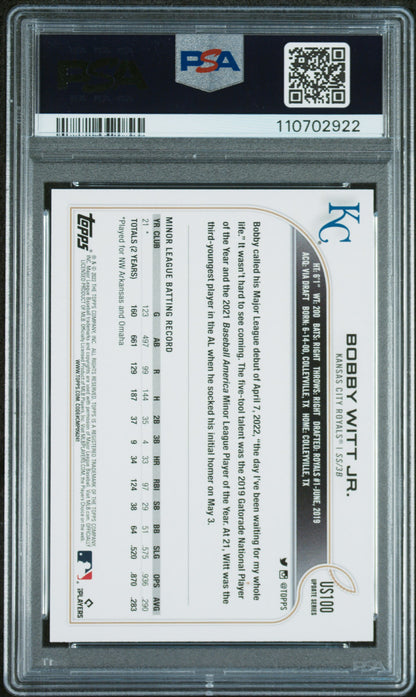 2022 Topps Update #US100 Bobby Witt Jr. PSA 10