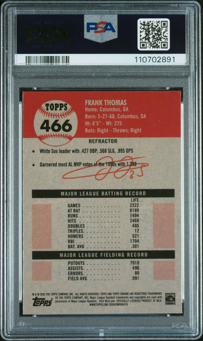 2022 Topps Chrome Platinum Anniversary #466 Frank Thomas Refractor PSA 8