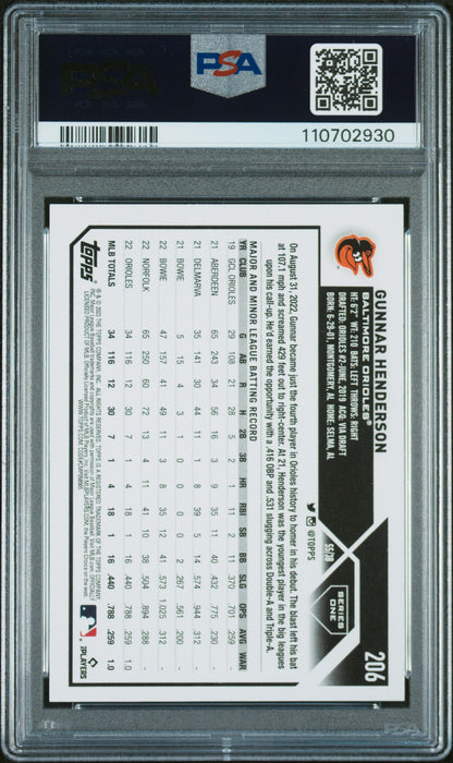 2023 Topps #206 Gunnar Henderson PSA 10