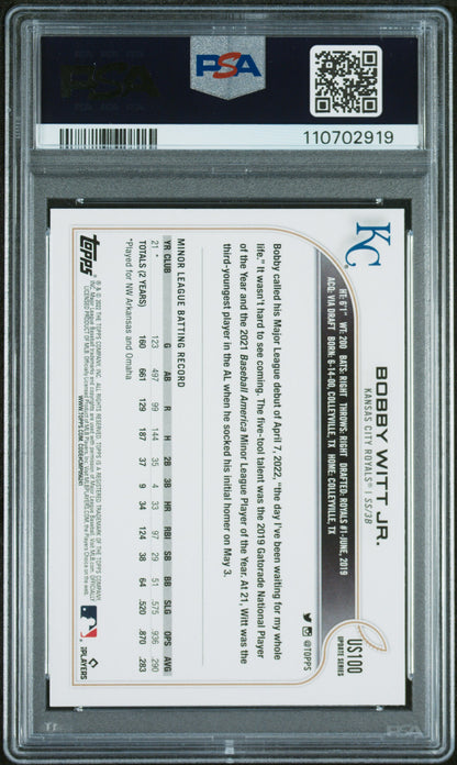 2022 Topps Update #US100 Bobby Witt Jr. PSA 10