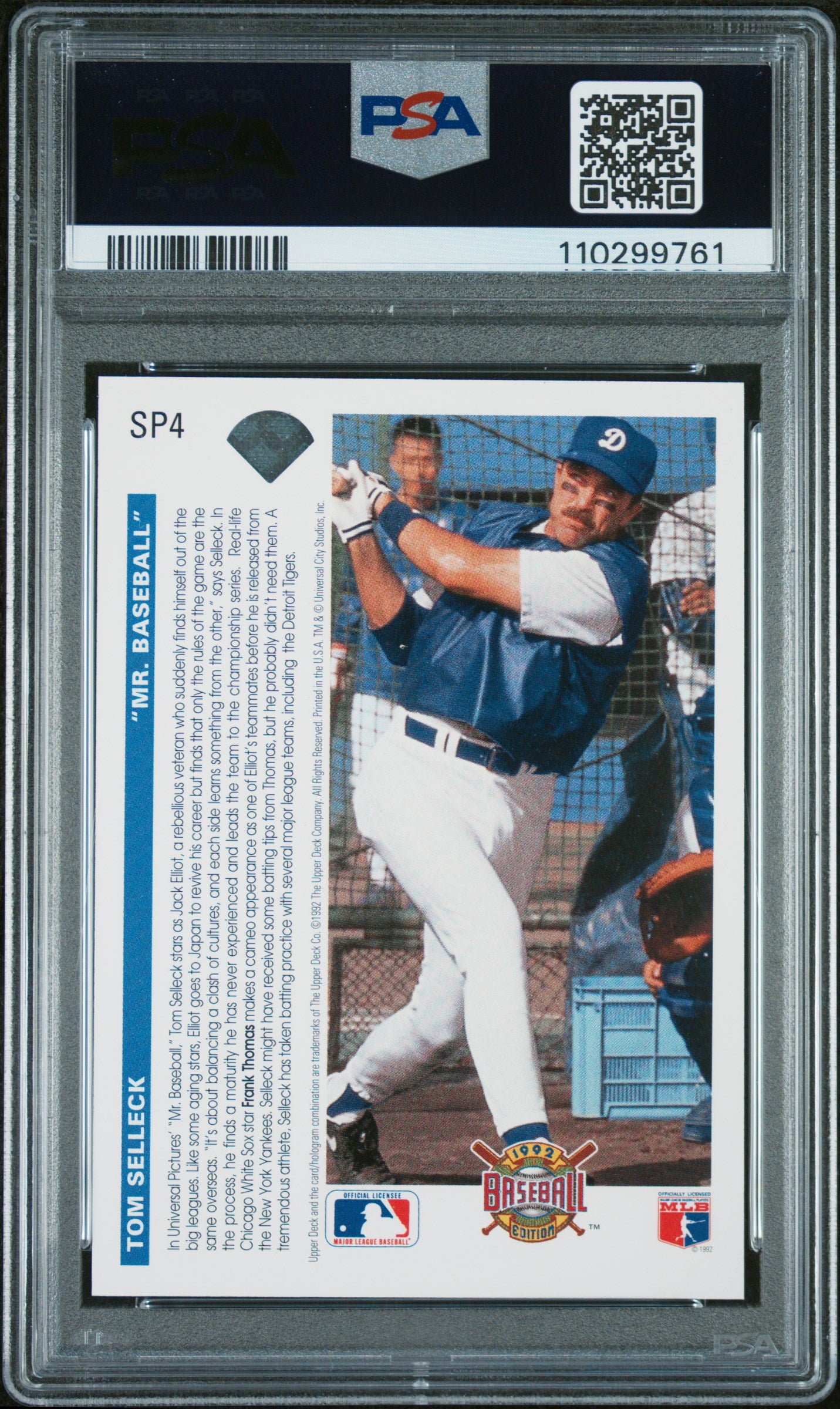 1992 Upper Deck #SP4 Mr. Baseball Tom Selleck/Frank Thomas PSA 7