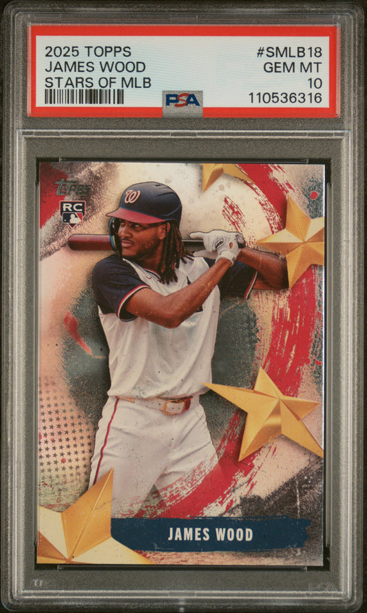 2025 Topps Stars Of Mlb #SMLB18 James Wood PSA 10