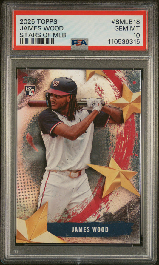 2025 Topps Stars Of Mlb #SMLB18 James Wood PSA 10