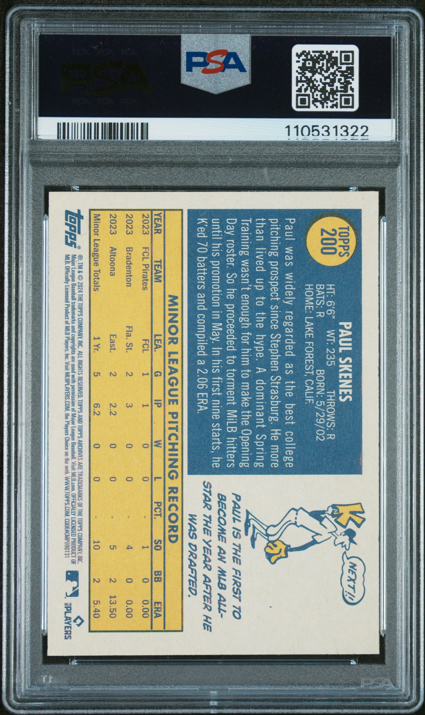 2024 Topps Archives #200 Paul Skenes PSA 9