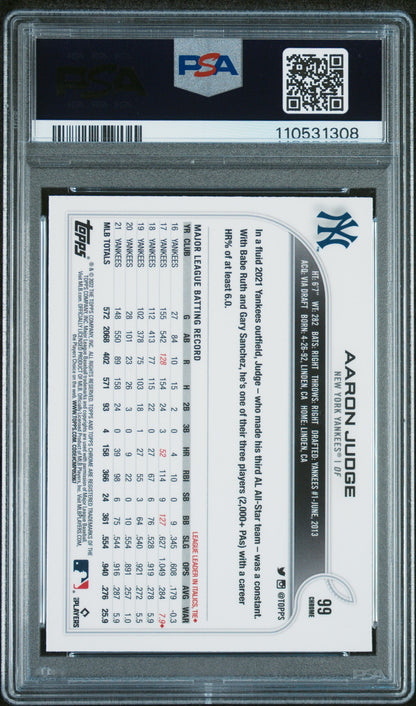 2022 Topps Chrome #99 Aaron Judge Sepia Refractor PSA 9