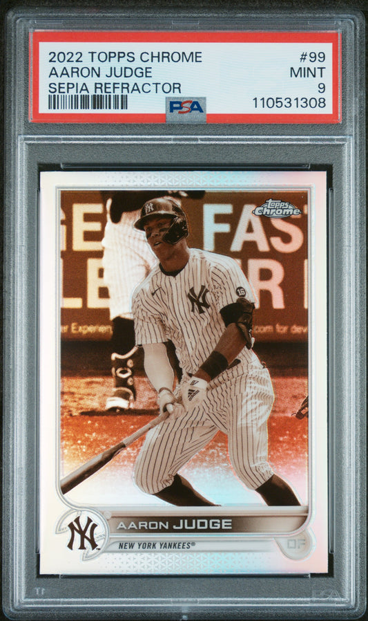 2022 Topps Chrome #99 Aaron Judge Sepia Refractor PSA 9