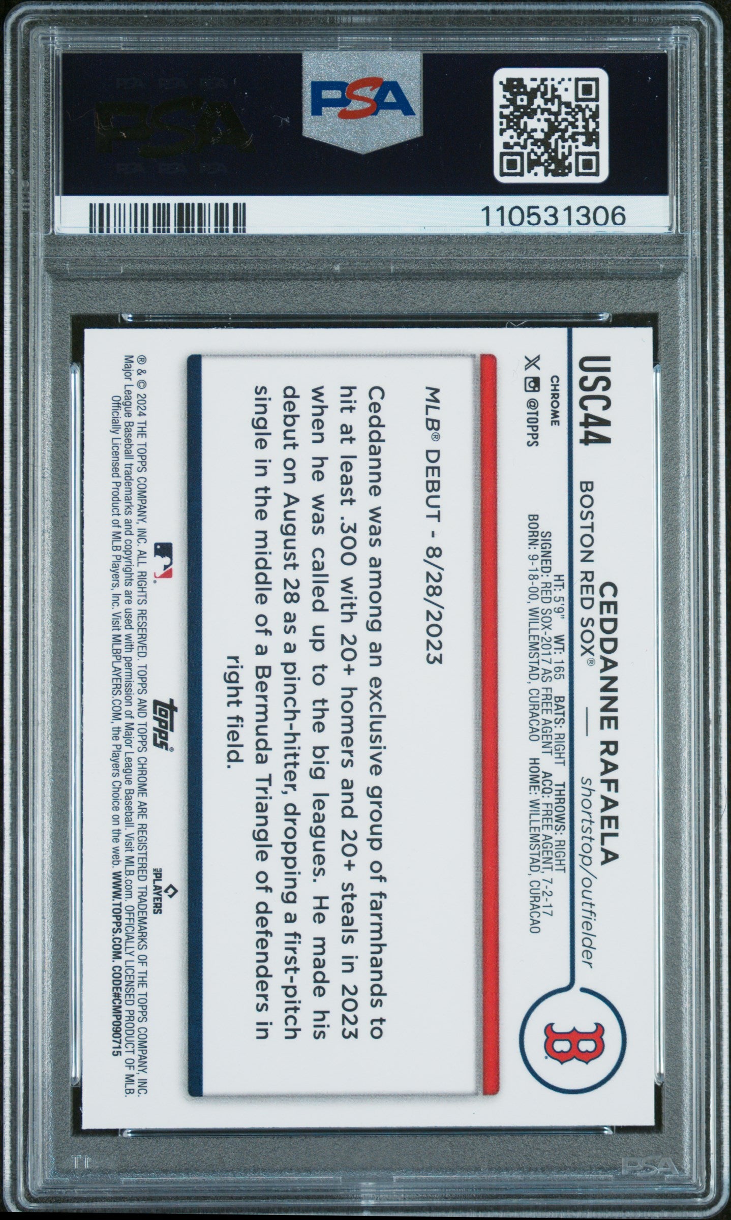 2024 Topps Chrome Update #USC44 Ceddanne Rafaela X-Fractor PSA 9