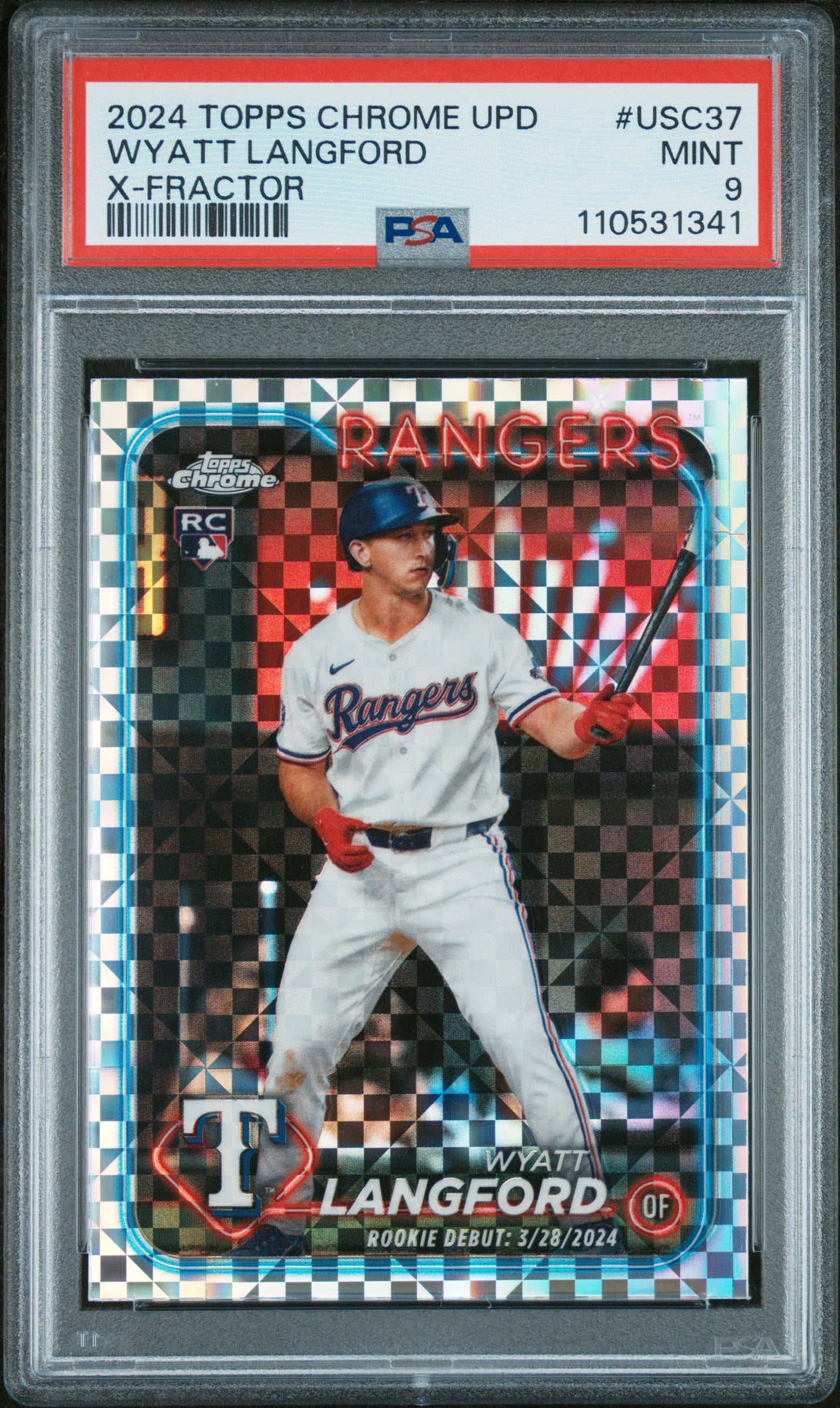 2024 Topps Chrome Update #USC37 Wyatt Langford X-Fractor PSA 9