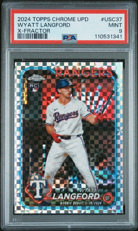 2024 Topps Chrome Update #USC37 Wyatt Langford X-Fractor PSA 9