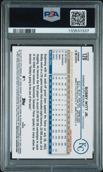 2024 Topps Chrome #120 Bobby Witt Jr. Refractor PSA 9