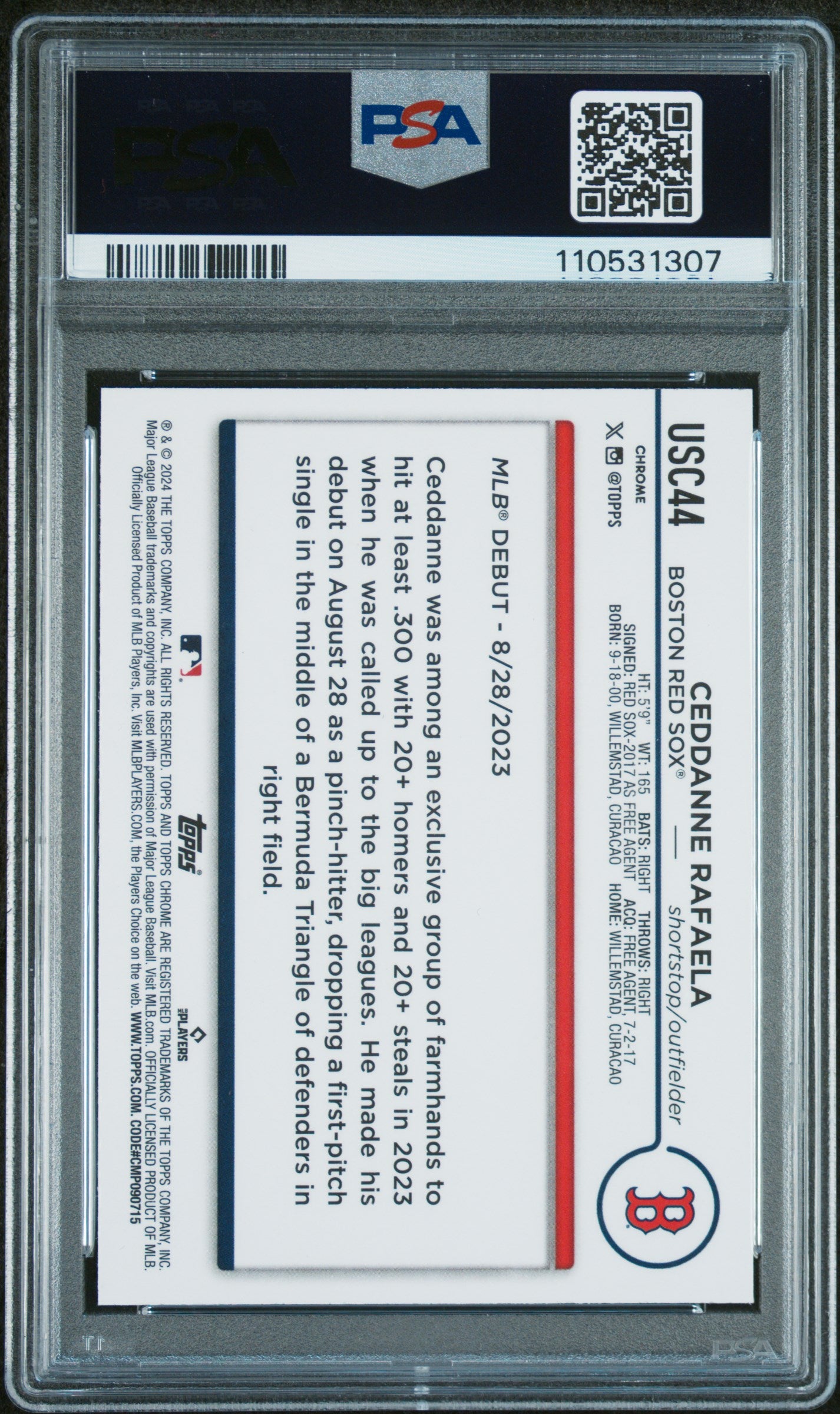 2024 Topps Chrome Update #USC44 Ceddanne Rafaela X-Fractor PSA 10