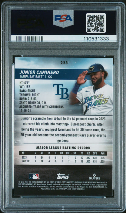 2024 Topps Stadium Club #223 Junior Caminero Chrome PSA 10