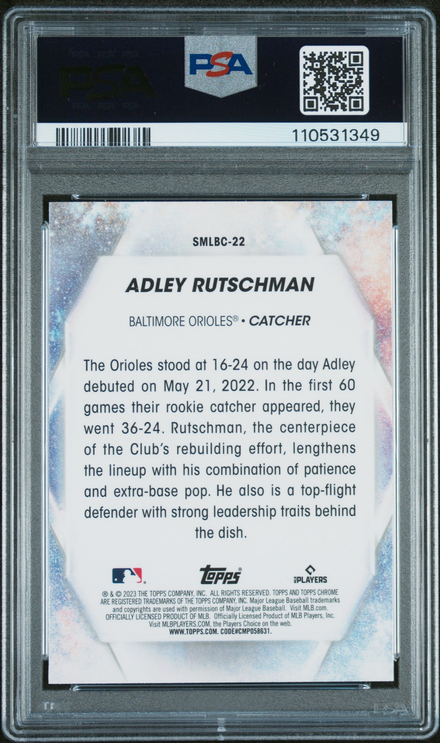 2023 Topps Stars Of The Mlb Chrome #SMLBC22 Adley Rutschman Chrome PSA 10
