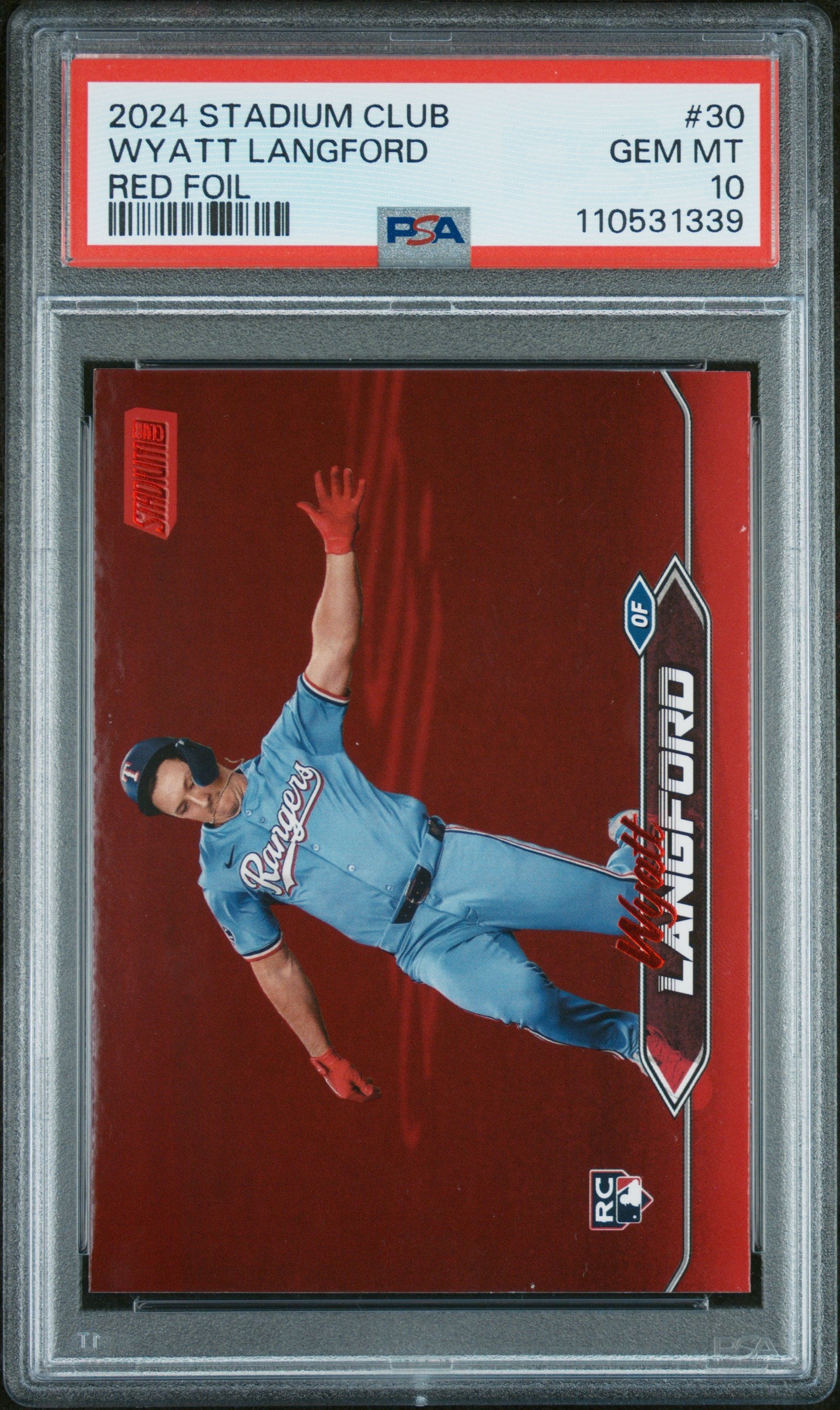 2024 Topps Stadium Club #30 Wyatt Langford Red Foil PSA 10