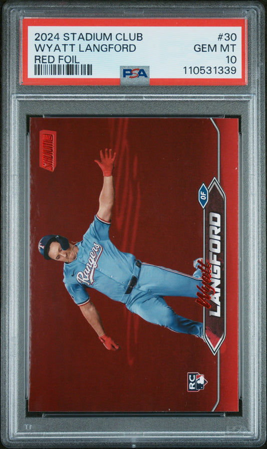 2024 Topps Stadium Club #30 Wyatt Langford Red Foil PSA 10