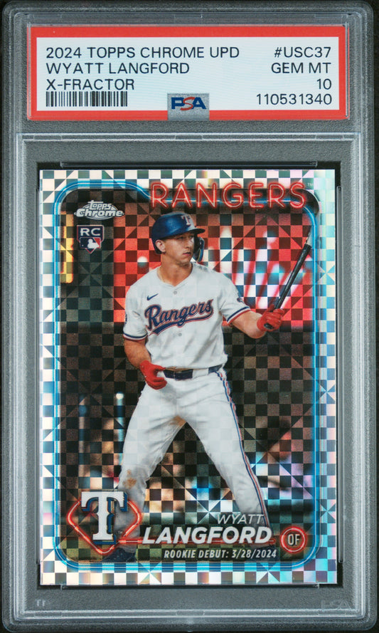 2024 Topps Chrome Update #USC37 Wyatt Langford X-Fractor PSA 10
