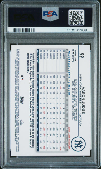 2024 Topps #99 Aaron Judge Rainbow Foil PSA 10