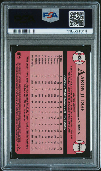 2024 Topps Chrome 1989 Topps Baseball #2 Aaron Judge PSA 10
