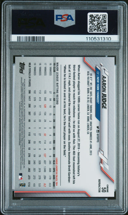 2020 Topps Chrome #50 Aaron Judge Sepia Refractor PSA 10