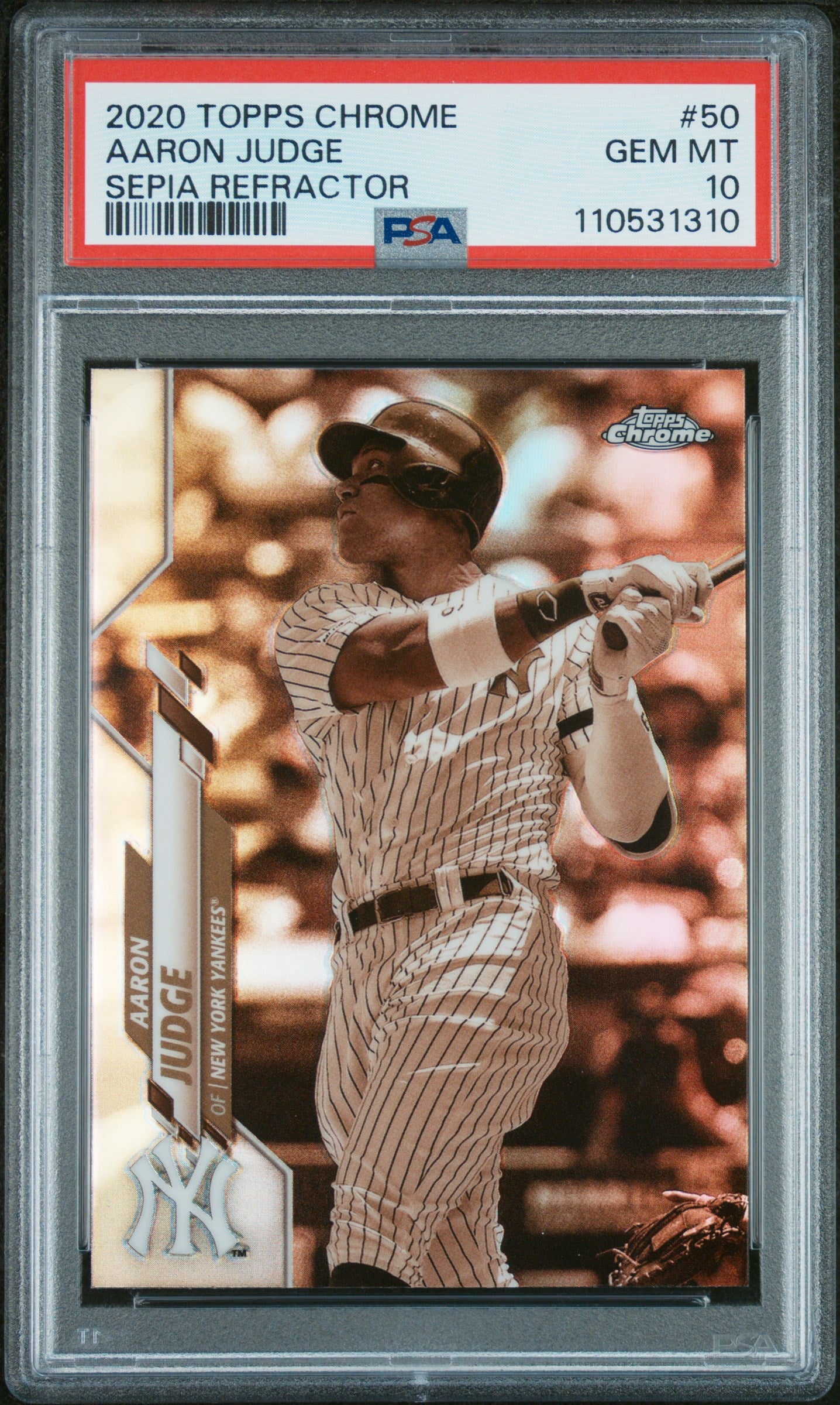 2020 Topps Chrome #50 Aaron Judge Sepia Refractor PSA 10