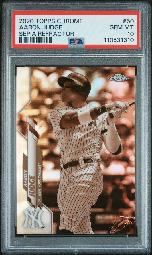 2020 Topps Chrome #50 Aaron Judge Sepia Refractor PSA 10