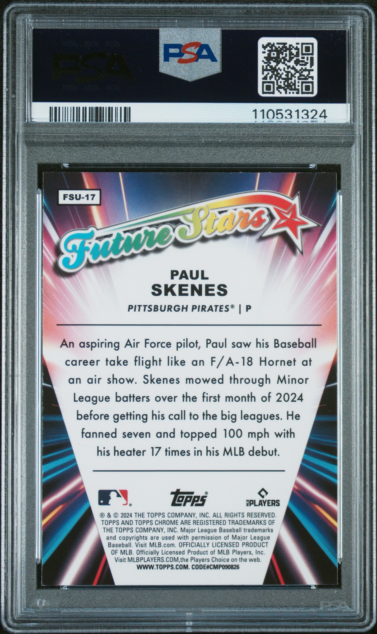 2024 Topps Chrome Update Future Stars #FSU17 Paul Skenes PSA 10