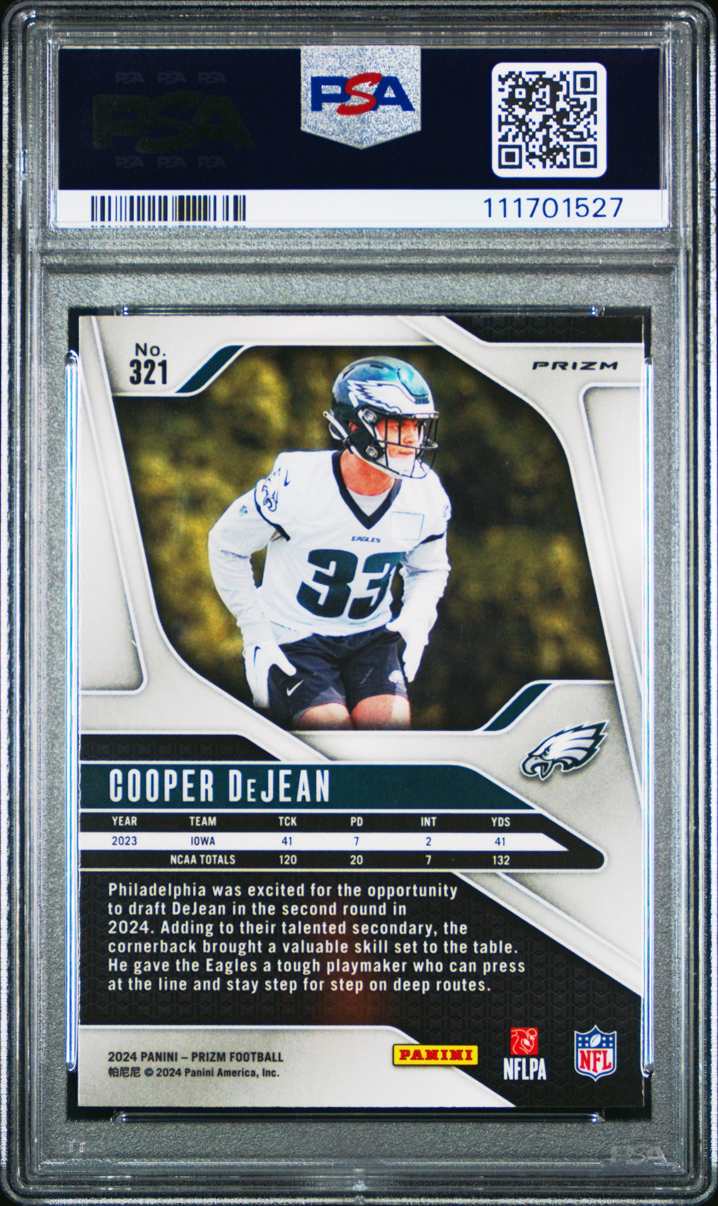 2024 Panini Prizm #321 Cooper Dejean Silver Prizm PSA 10