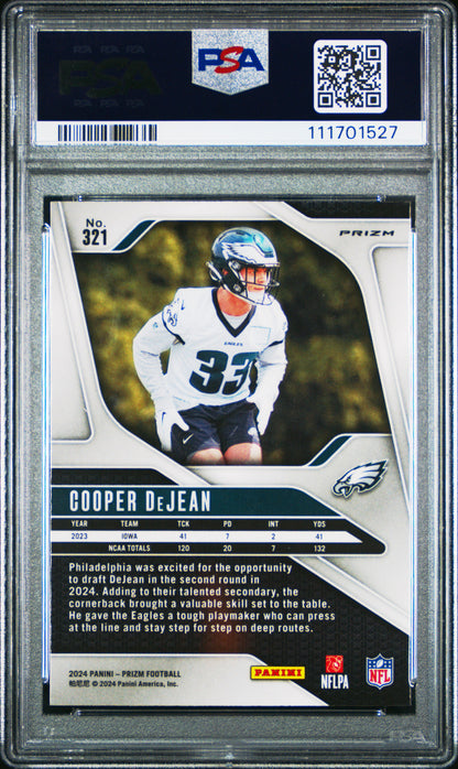 2024 Panini Prizm #321 Cooper Dejean Silver Prizm PSA 10