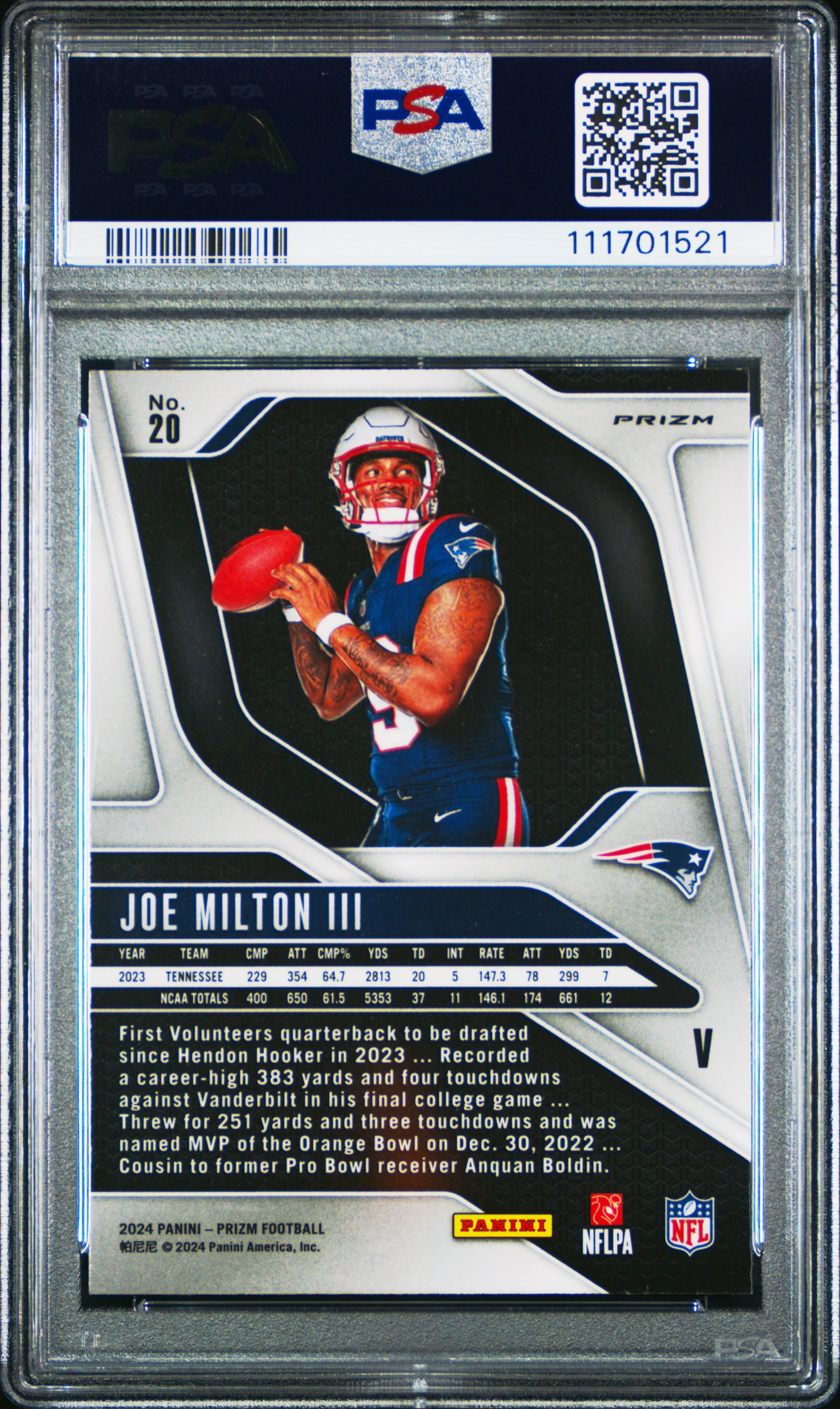 2024 Panini Prizm Rookie Variation #20 Joe Milton Iii -No Huddle PSA 10