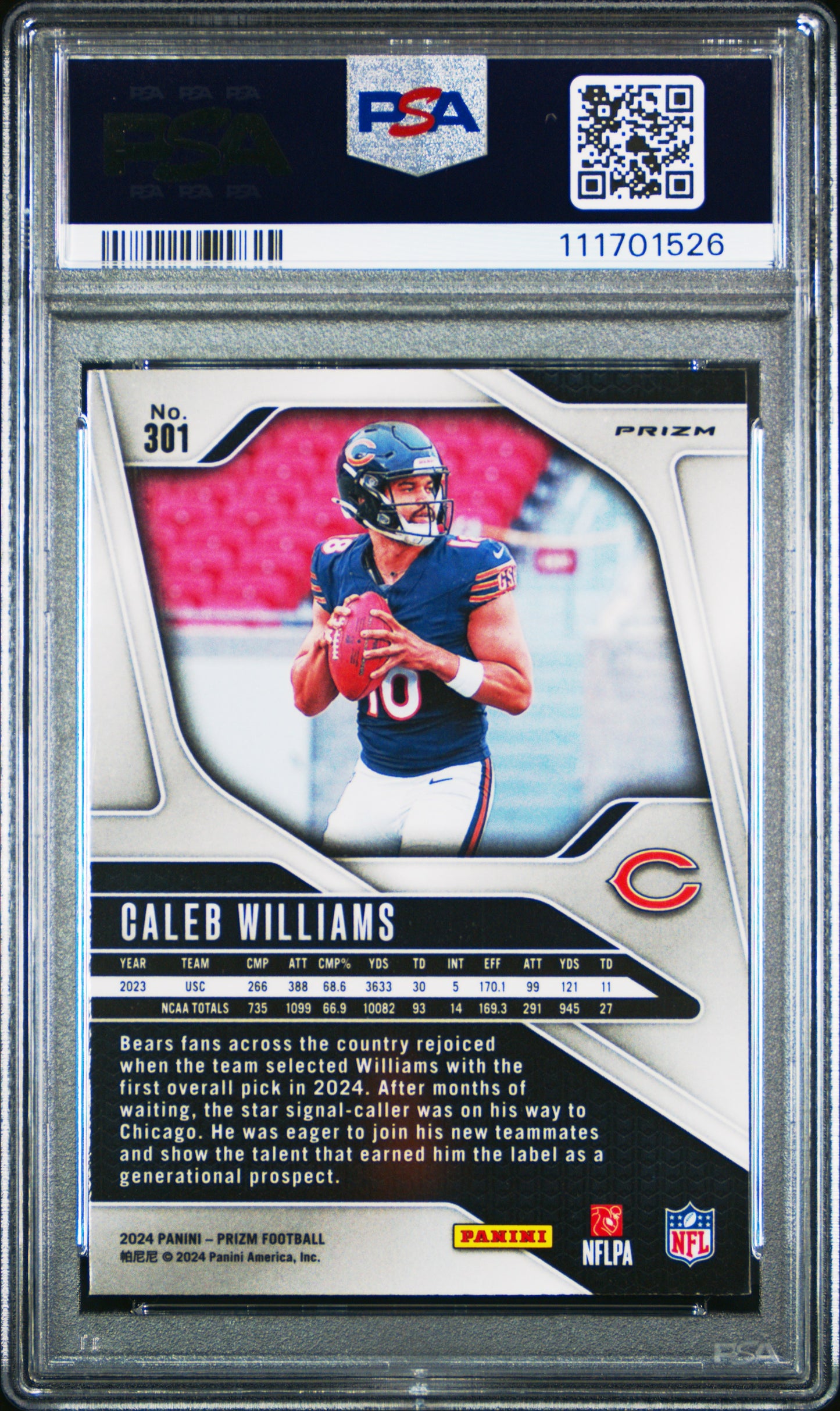 2024 Panini Prizm #301 Caleb Williams Green Prizm PSA 10