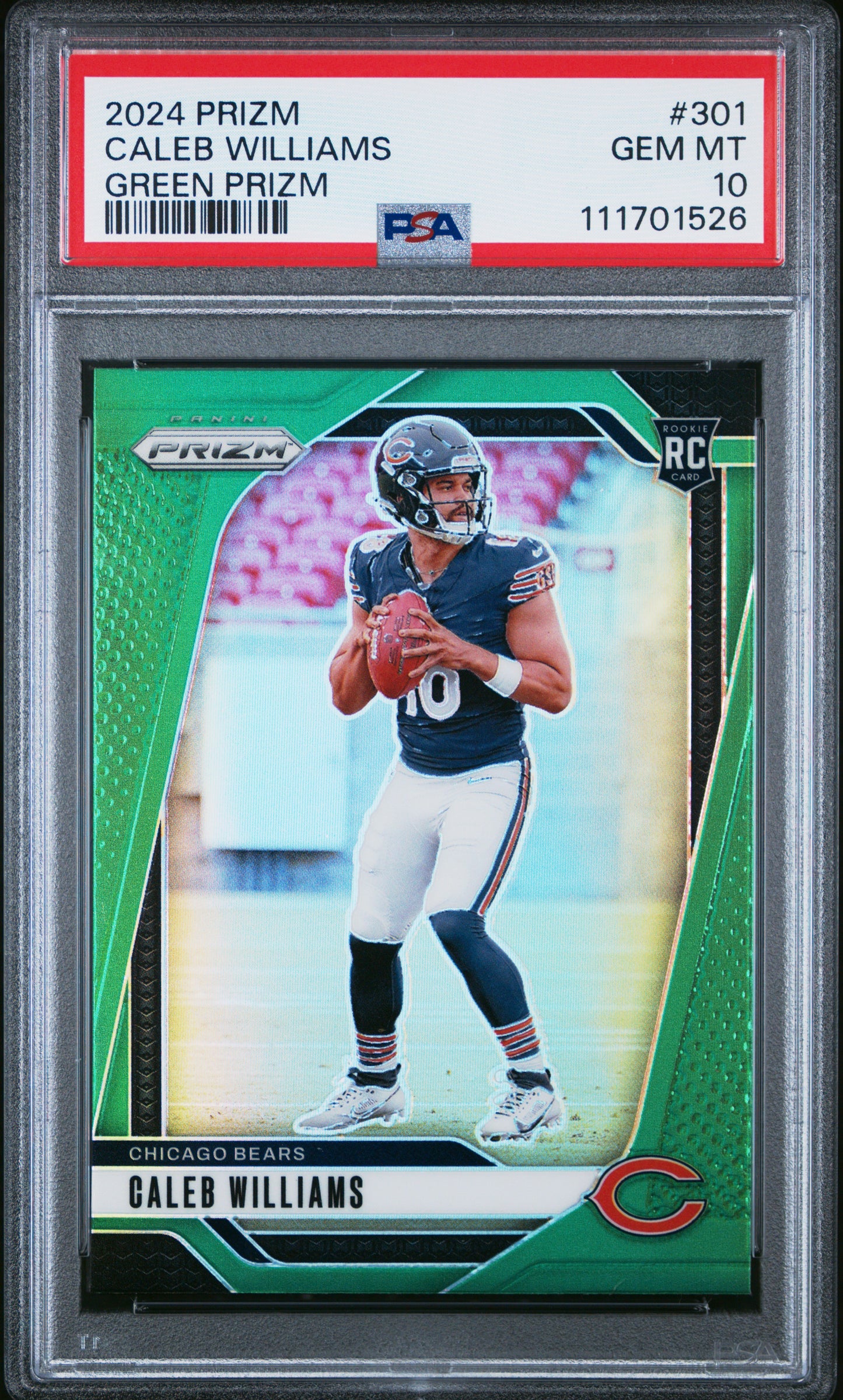 2024 Panini Prizm #301 Caleb Williams Green Prizm PSA 10