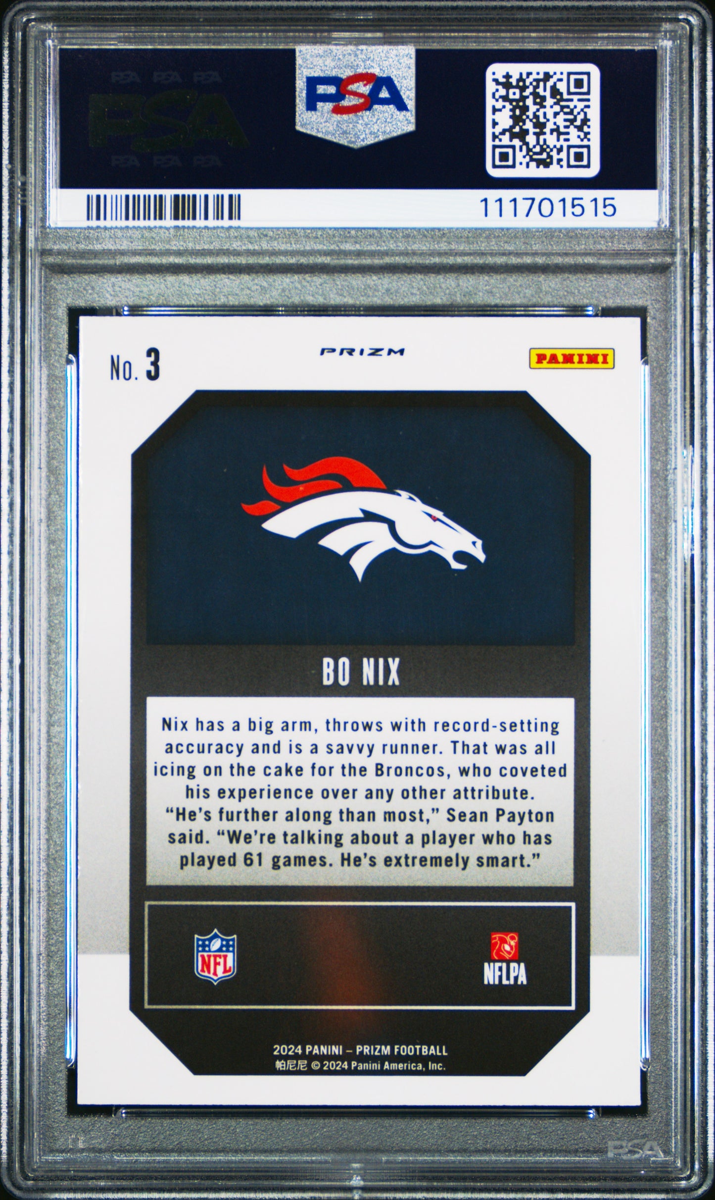 2024 Panini Prizm Emergent #3 Bo Nix Emergent-Green Prizm PSA 10