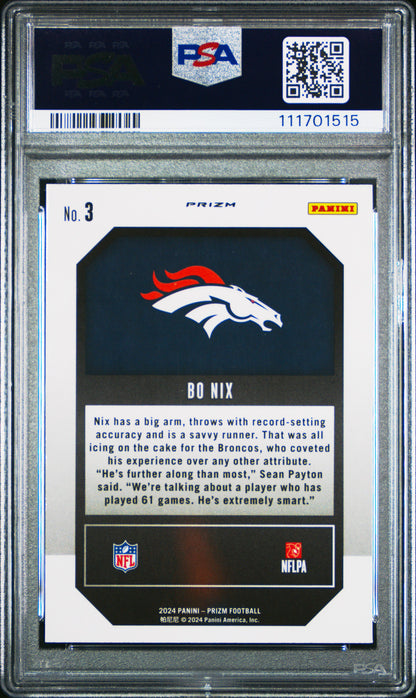 2024 Panini Prizm Emergent #3 Bo Nix Emergent-Green Prizm PSA 10
