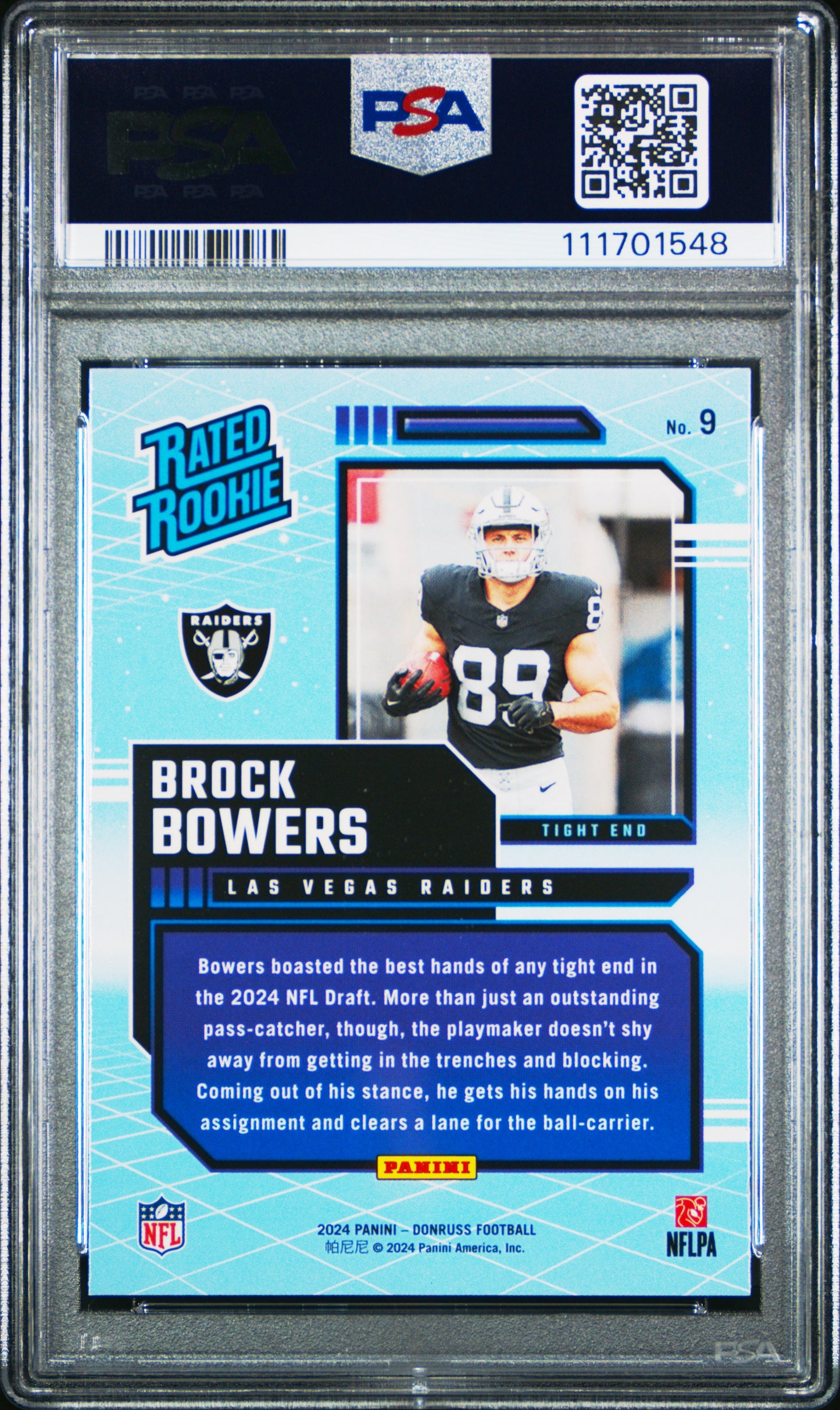 2024 Panini Donruss Rated Rookies Retro #9 Brock Bowers PSA 10