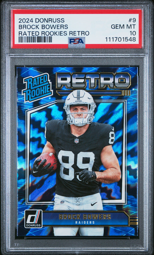 2024 Panini Donruss Rated Rookies Retro #9 Brock Bowers PSA 10