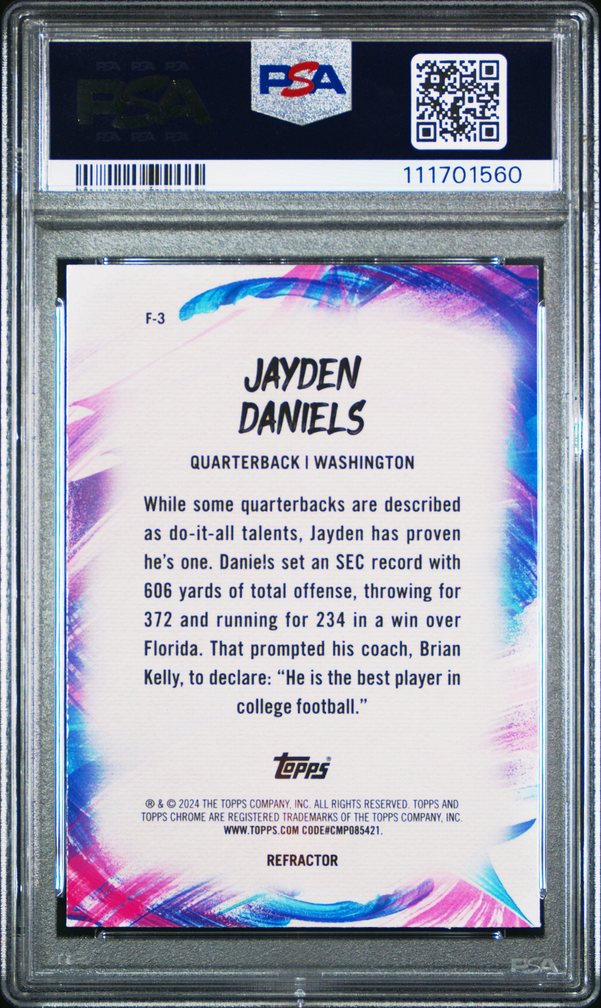 2024 Topps Chrome Finesse #F3 Jayden Daniels Finesse-Refractor PSA 10