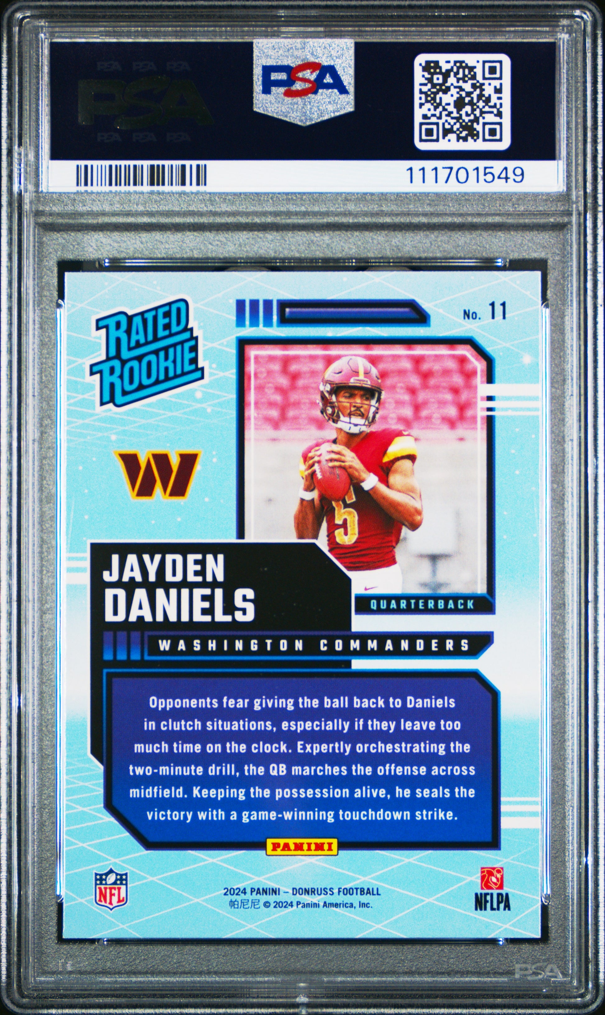 2024 Panini Donruss Rated Rookies Retro #11 Jayden Daniels PSA 10