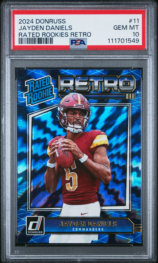 2024 Panini Donruss Rated Rookies Retro #11 Jayden Daniels PSA 10