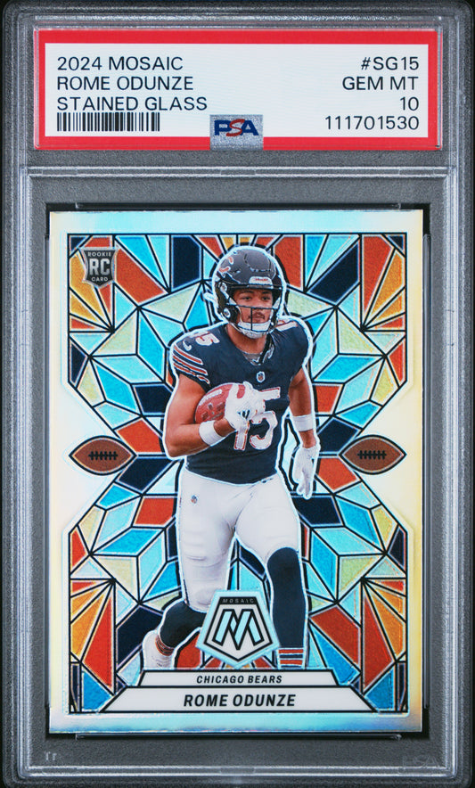 2024 Panini Mosaic Stained Glass #SG15 Rome Odunze PSA 10