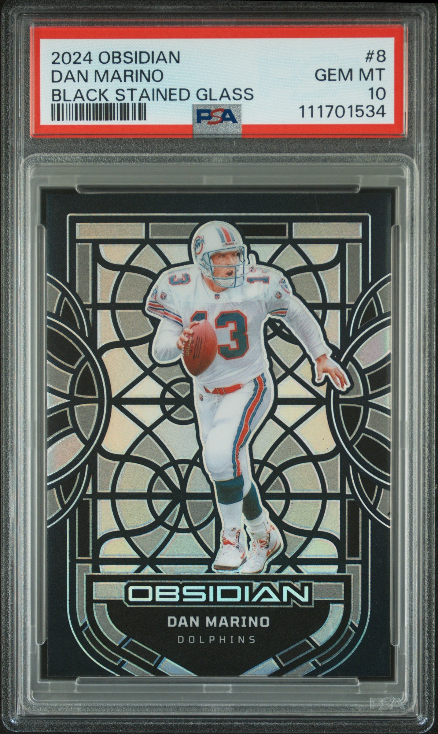 2024 Panini Obsidian Black Stained Glass #8 Dan Marino PSA 10