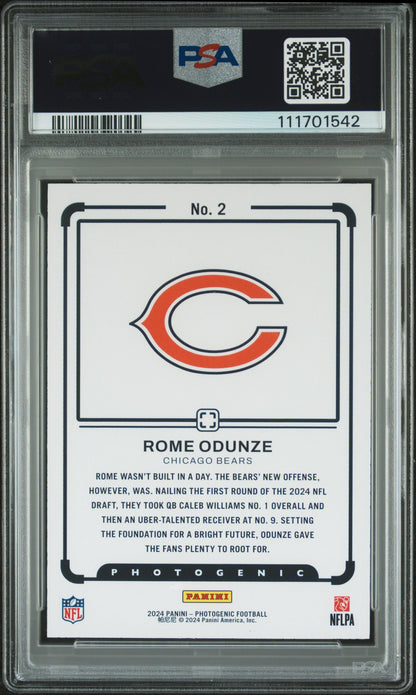 2024 Panini Photogenic Draft Snapshots #2 Rome Odunze Draft Snapshots-Red PSA 8