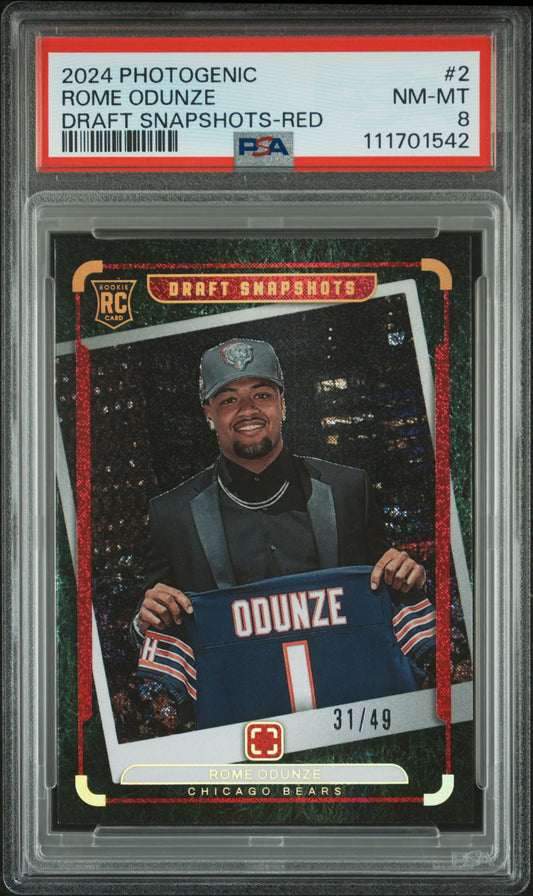 2024 Panini Photogenic Draft Snapshots #2 Rome Odunze Draft Snapshots-Red PSA 8