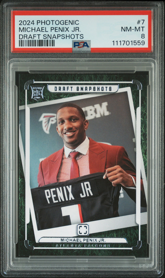 2024 Panini Photogenic Draft Snapshots #7 Michael Penix Jr. PSA 8