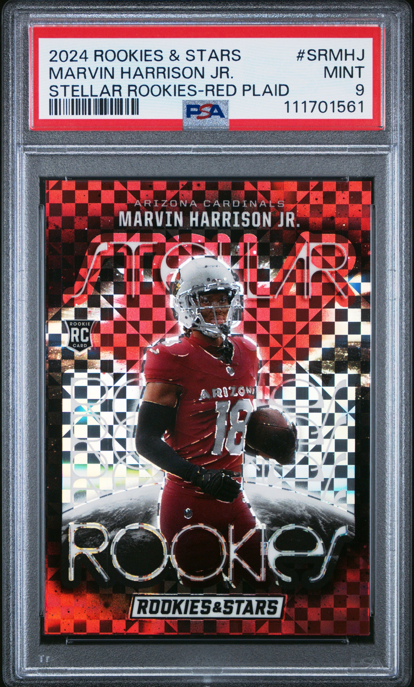 2024 Panini Rookies & Stars Stellar #SRMHJ Marvin Harrison Jr.-Red Plaid PSA 9