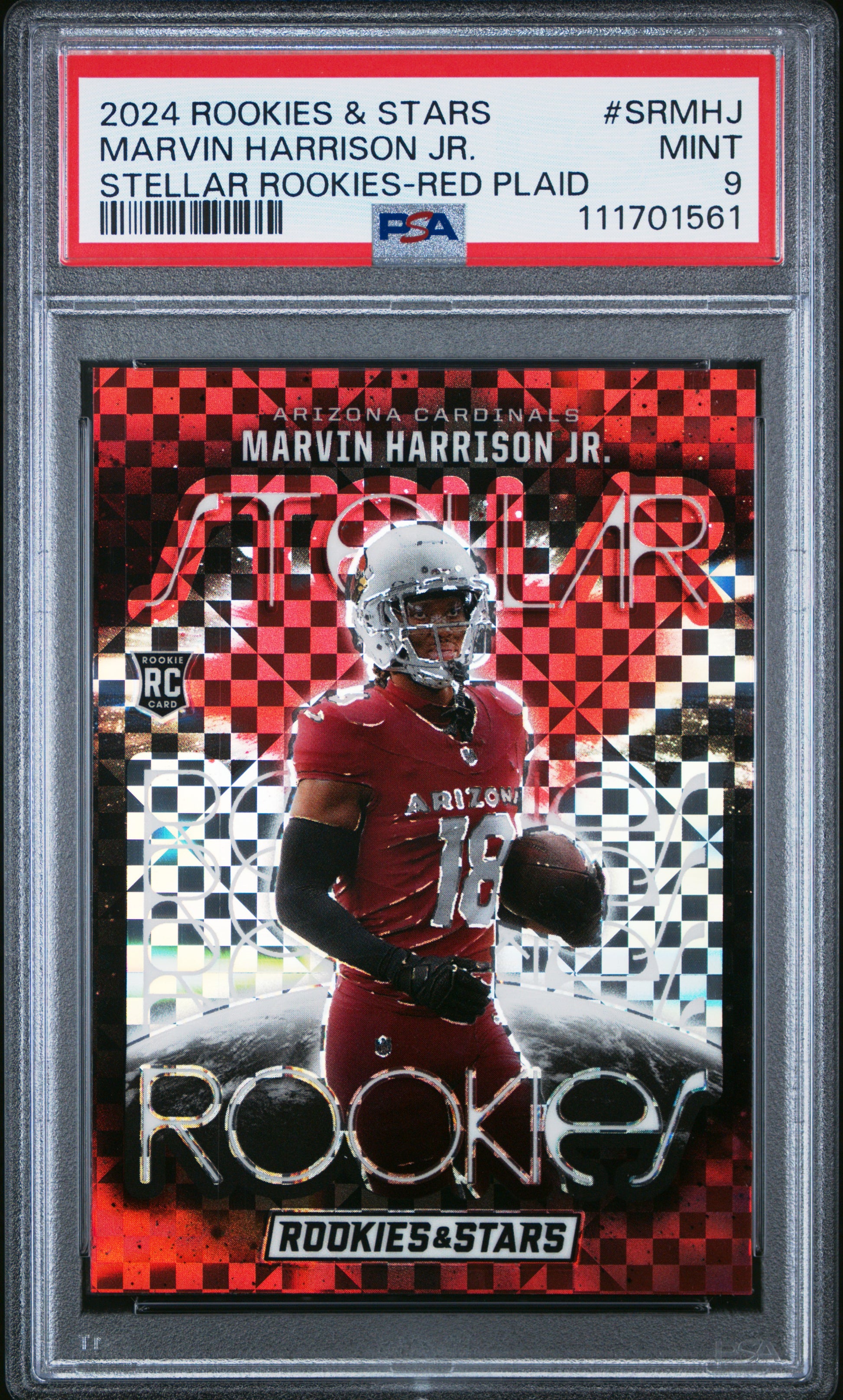 2024 Panini Rookies & Stars Stellar #SRMHJ Marvin Harrison Jr.-Red Plaid PSA 9