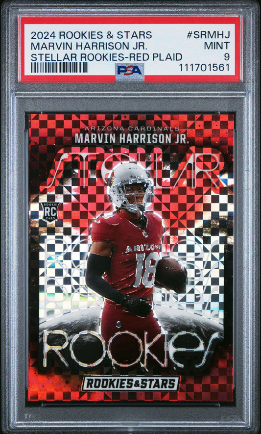 2024 Panini Rookies & Stars Stellar #SRMHJ Marvin Harrison Jr.-Red Plaid PSA 9