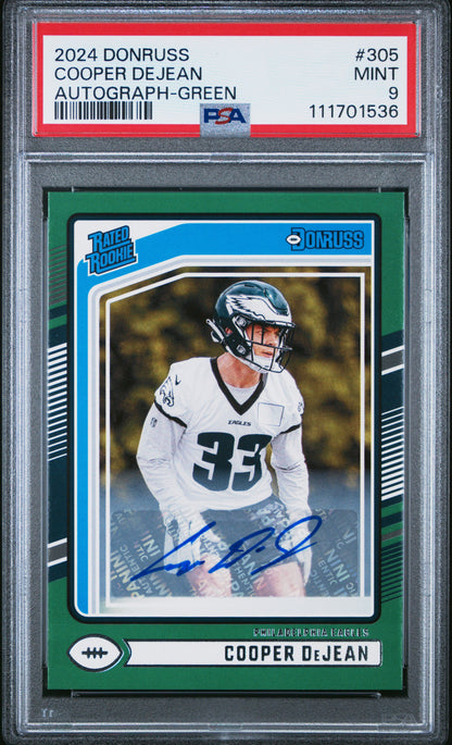 2024 Panini Donruss #305 Cooper Dejean Autograph-Green PSA 9