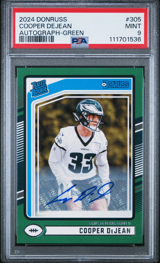 2024 Panini Donruss #305 Cooper Dejean Autograph-Green PSA 9