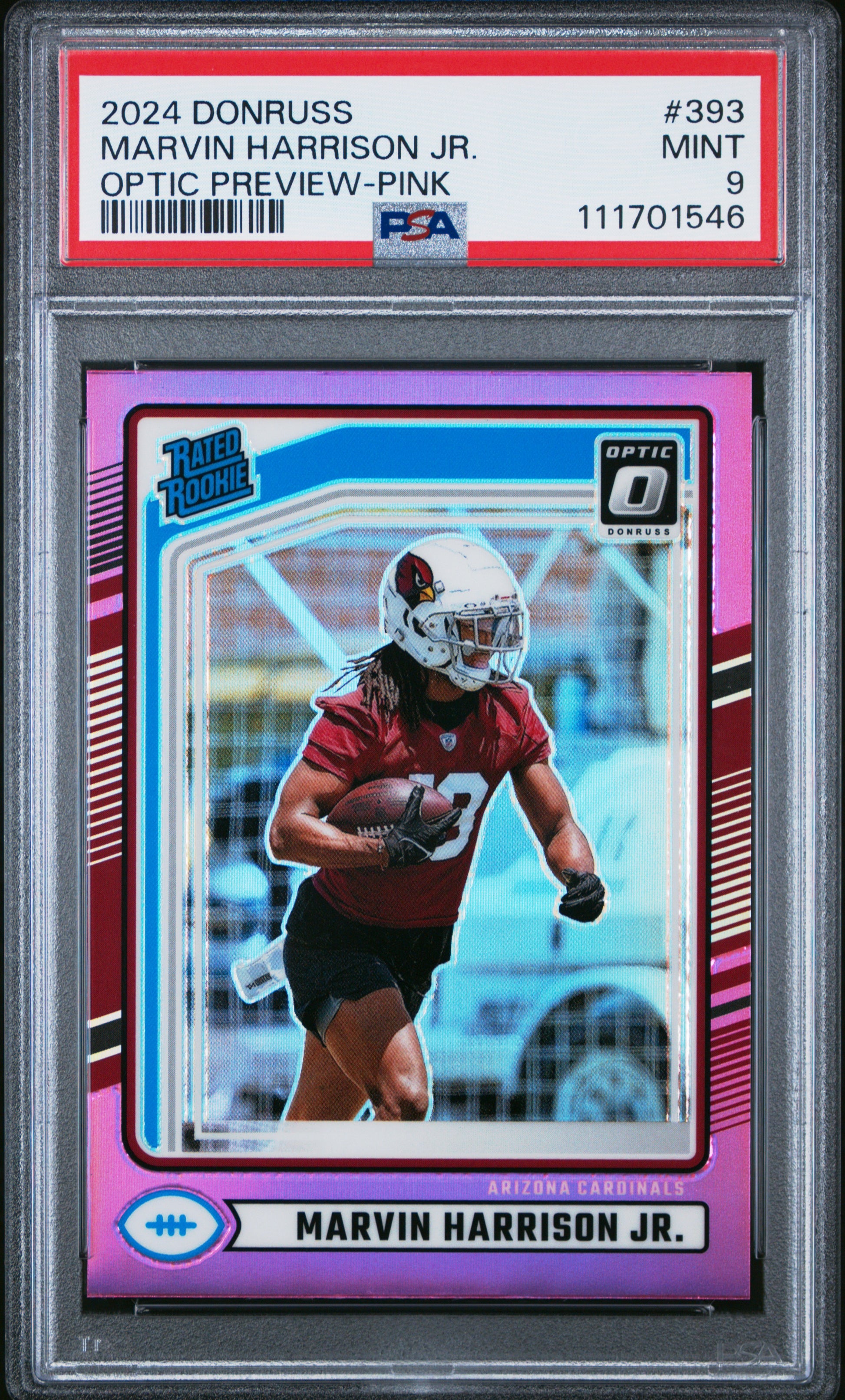2024 Panini Donruss #393 Marvin Harrison Jr. Optic Preview-Pink PSA 9